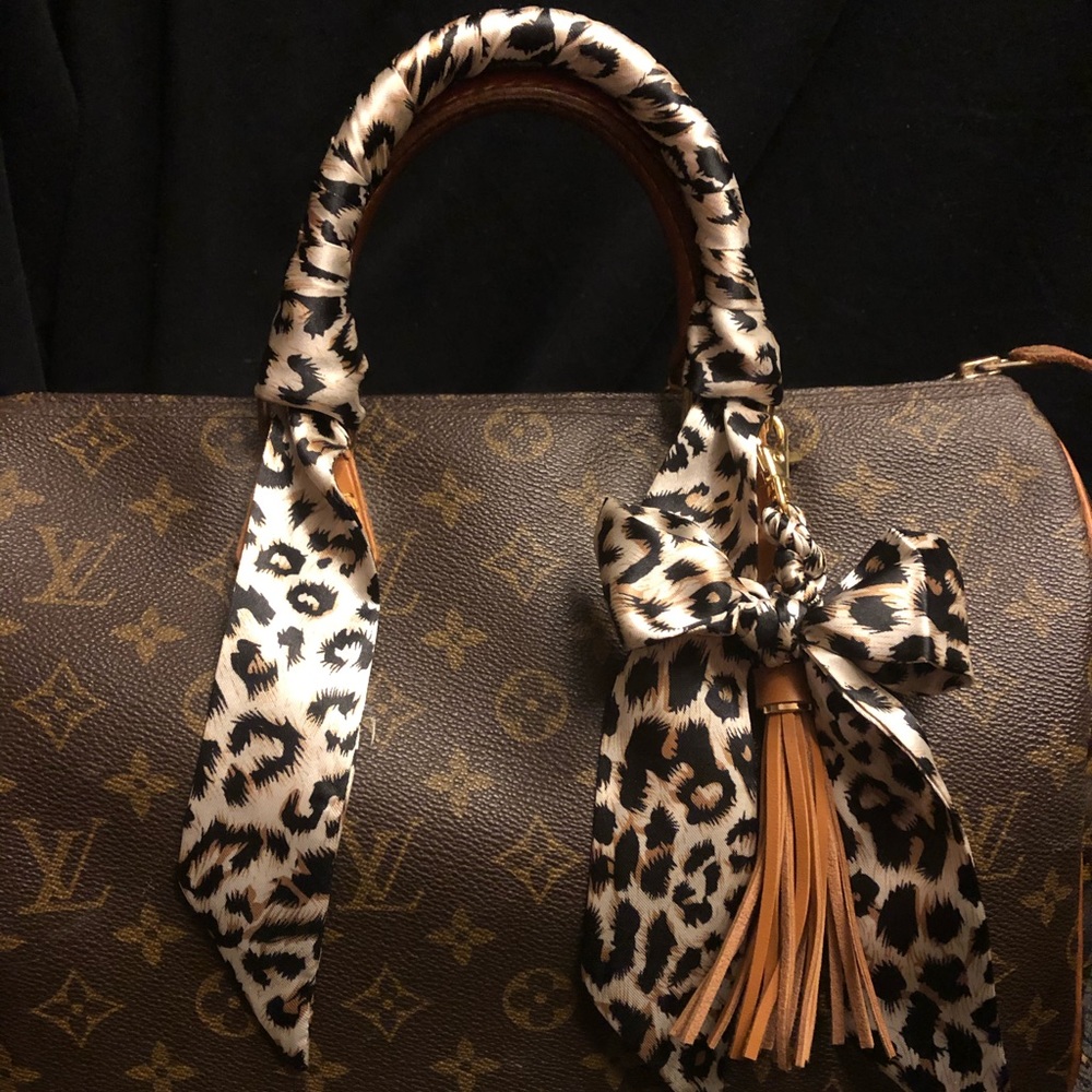 Purse scarf braided tassel charm+ 2 handle cover